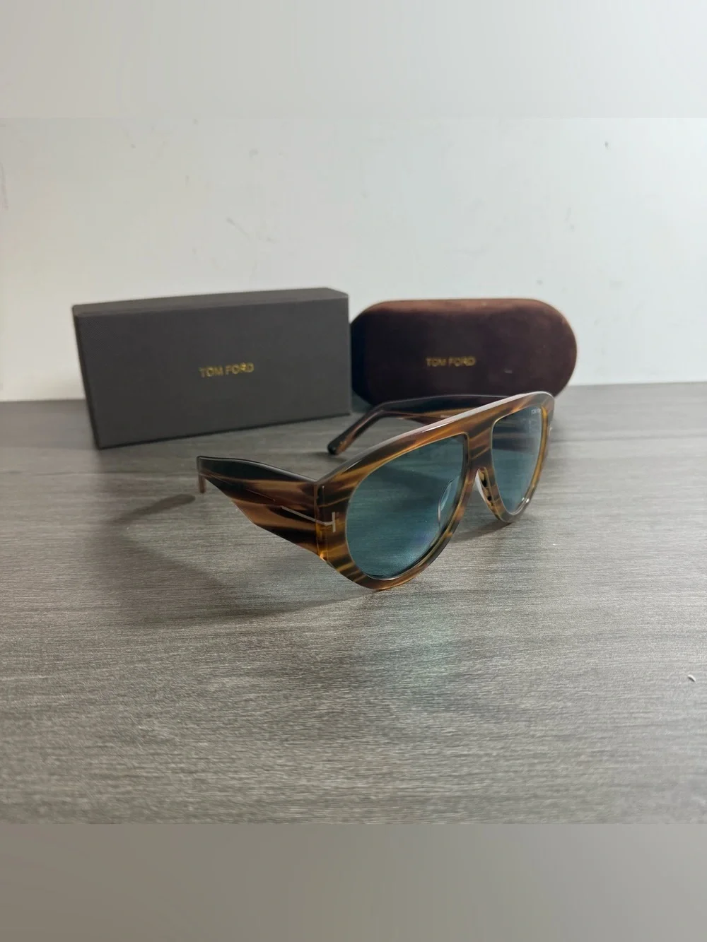 Tom Ford Tortoiseshell Frame Sunglasses with Green Lenses